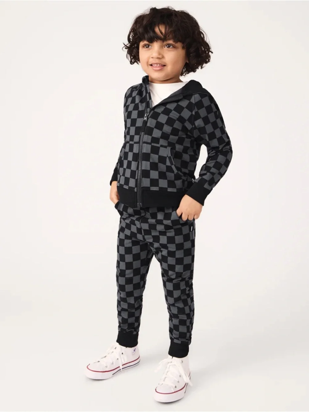 Little Sleepies - Checker Hoodie + Jogger sweatsuit set